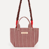 Micro Tote - MERLOT STRIPE with PARACORD STRAP